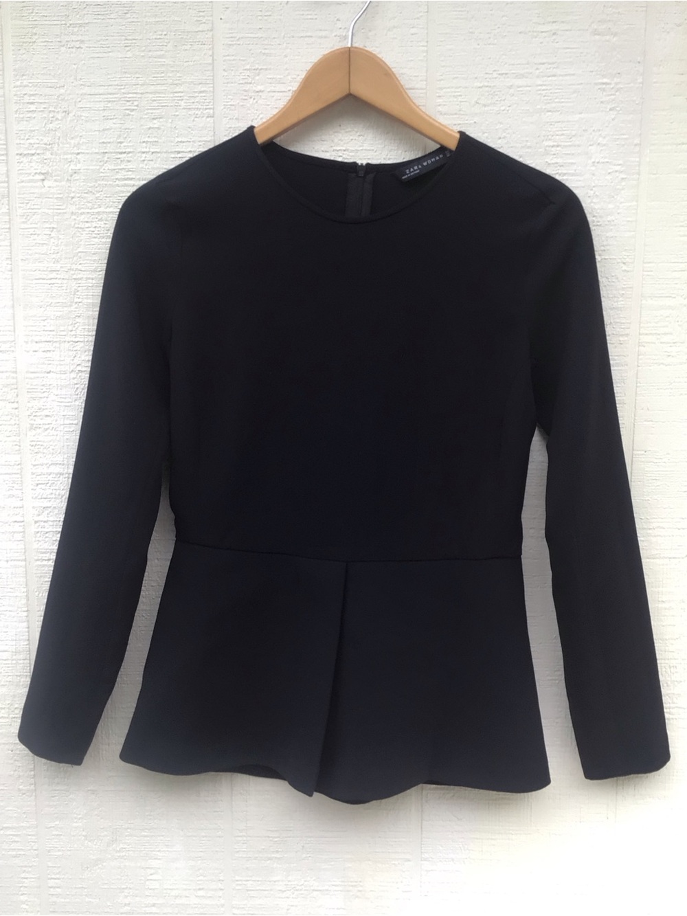 Zara peplum black long sleeve blouse